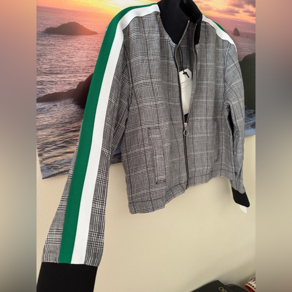 Current/Elliott/Women Dassen Plaid Side- Stripe Linen Jacket/NWT/ S - Picture 4 of 9